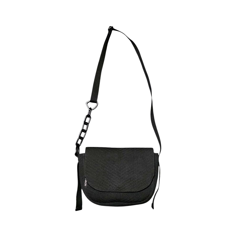 VIVAIA Sofia Casual Crossbody Bag Black Knit Recycled Vegan Designer